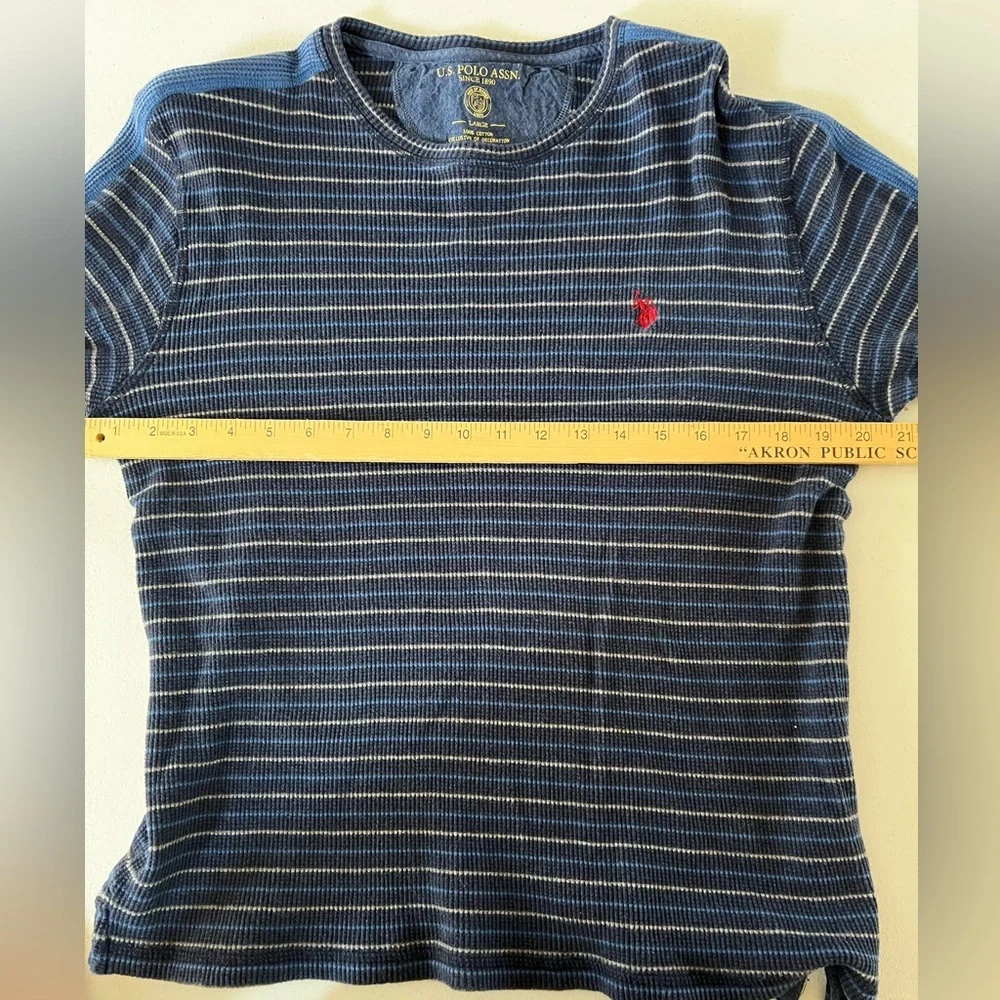 U.S. Polo Assn. Blue Striped Crewneck Sweater Size Large (more like a Medium)